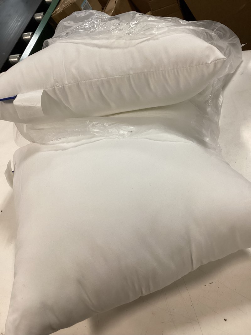 Condition photo showing As Is for MIULEE Throw Pillows Inserts, Pack of 2 18x18 Inch 100% Virgin Fiber Filling Bed Couch Pillows