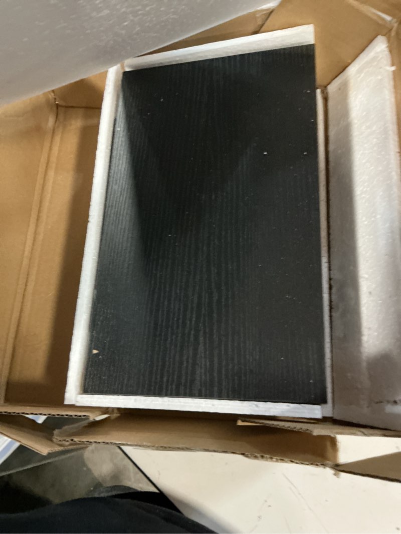 Condition photo showing Good Condition for Floating Shelves Bathroom for Wall, Bathroom Shelves Over Toilet, Wall Shelves & Book Shelf, Hanging Shelf, Modern Wooden Wall-Mounted Small Floating Shelves, 12x7x1.5 in (Black, Set of 2) Black 12"(set of 2)