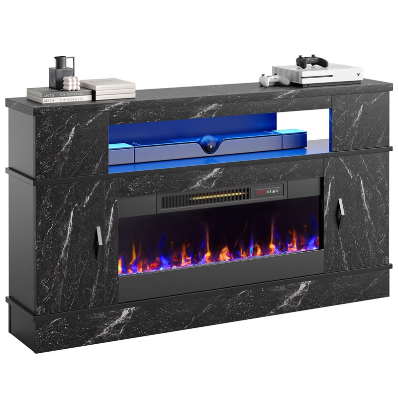 Benigno 63” w tall fireplace tv stnd for 70 inch tv with 36” w firep