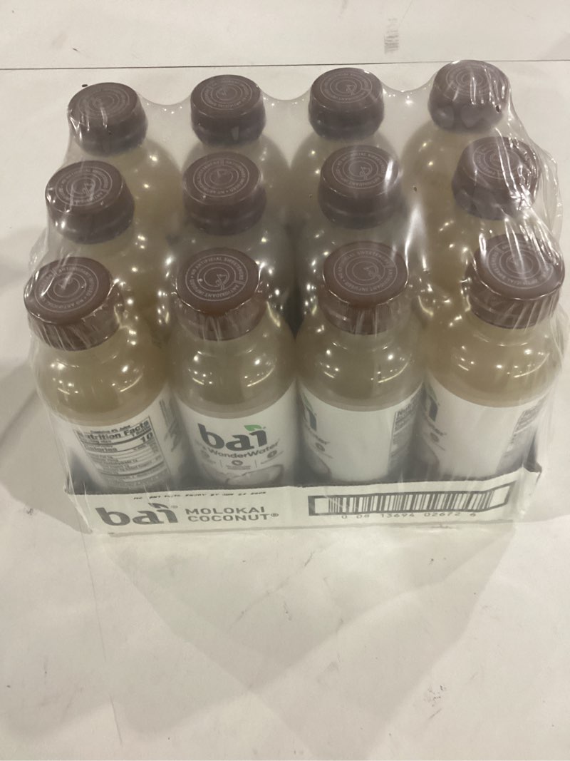 Condition photo showing New/Like New for best buy 06/24/2026***** bai antioxidant infused water beverage, molokai coconut, with vitamin c and no artificial sweeteners, 18 fluid ounce bottle, 12 pack molokai coconut 12 pack
