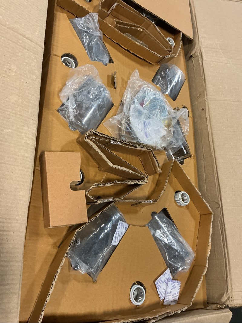 Condition photo showing Good Condition for kichler winslow 44.5" 8-light oblong linear chandelier light with clear seeded glass in natural brass for kitchen, bar, bar island (44.5" x 20"), 44035nbr