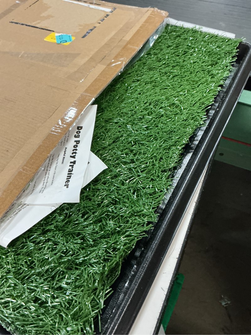 Condition photo showing Good Condition for artificial grass puppy pee pad for dogs and small pets - 20x25 inch, reusable 3-layer turf pads for dogs with tray - indoor and outdoor fake grass potty pet supplies by petmaker medium 3-layer system