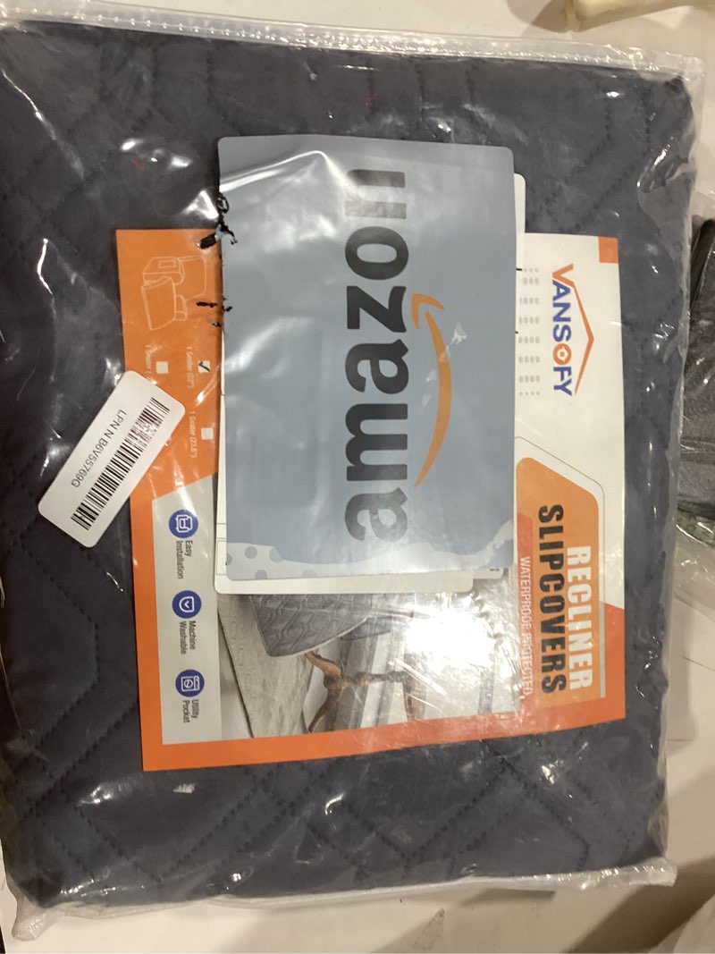 Condition photo showing As Is for VANSOFY 100% Waterproof Recliner Chair Covers, Recliner Cover Non-Slip Dog Chair Cover Furniture Protector Washable Slipcover with Pocket, Elastic Straps for Pets, Dogs(Slate Gray, 22") Slate Gray 22"