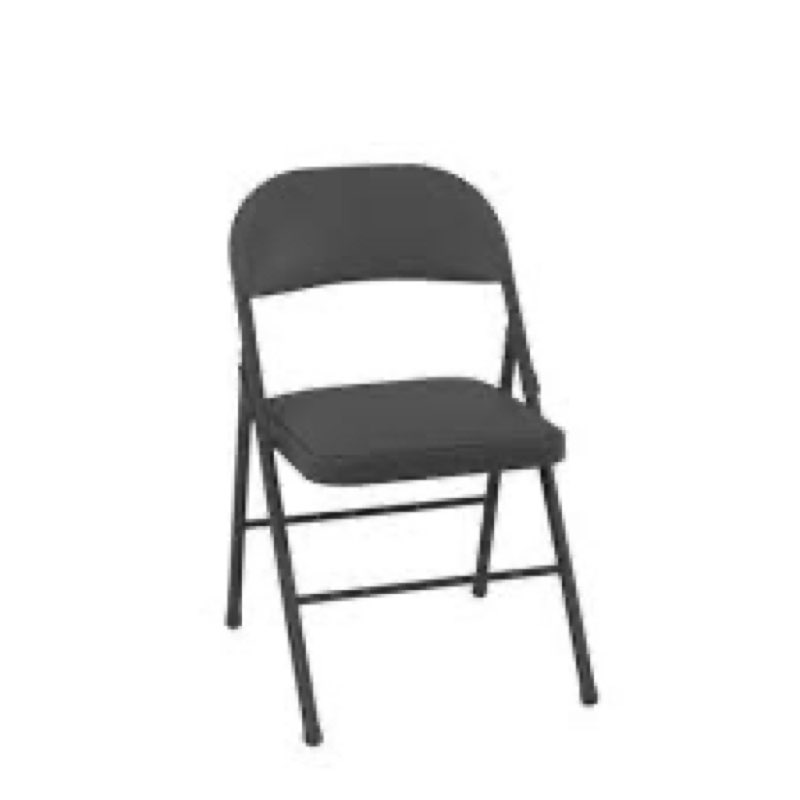 cosco indoor black metal steel padded vinyl standard folding chair