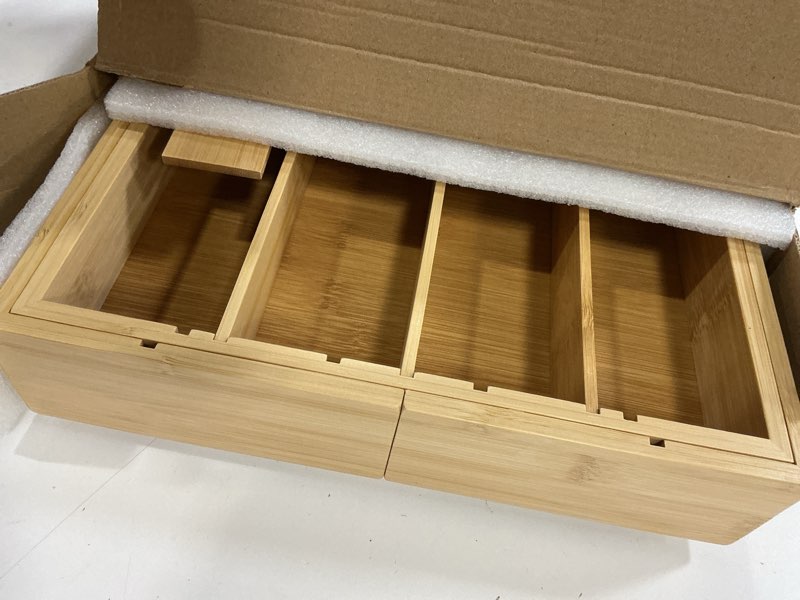 Condition photo showing Good Condition for minboo bamboo k cup holder for drawer or countertop coffee pod holder expandable k cup pod storage tea bag organizer k cup storage for coffee station home office and kitchen natural