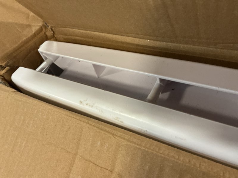 Condition photo showing As Is for amazon basics adjustable plastic dog and cat door with easy installation, large, 20.00" x 13.31" x 4.45", white and grey large adjustable plastic door