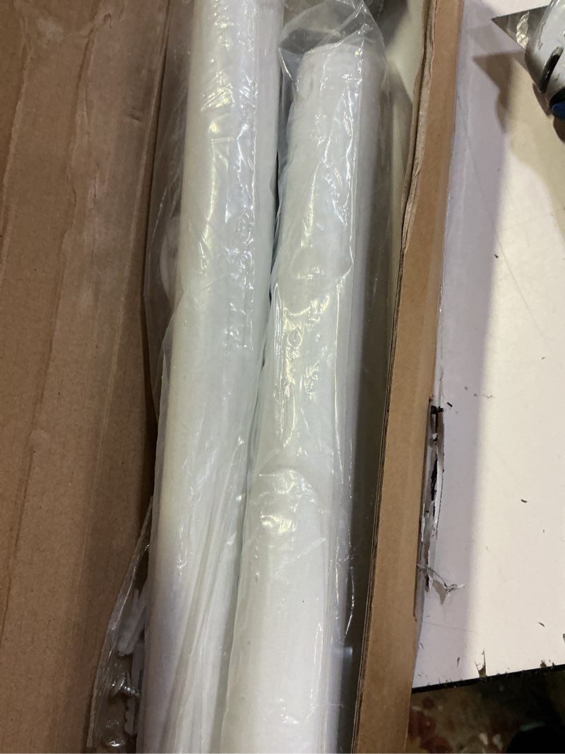 Condition photo showing Good Condition for 2 pack closet rods for hanging clothes, 17 to 39 inch heavy duty stepless adjustable closet hanging rod, 1.3 inch diameter metal closet rod for wardrobes laundry bedroom rv, white