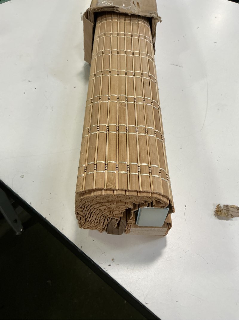 Condition photo showing Good Condition for LazBlinds No Tools No Drill Cordless Bamboo Roman Shades, Light Filtering Window Treatment, Roll Up Bamboo Blinds for Windows 26'' W x 64'' H, Brown Light Filtering-brown206 26" W x 64" H