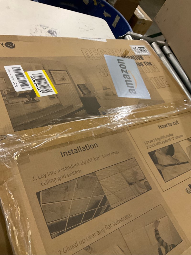 Condition photo showing New/Like New for Art3d Drop Ceiling Tiles 24x24in. (12-Pack, 48 Sq.ft), Wainscoting Panels Glue Up 2ft x 2ft, White White 12pcs 24x24 in.