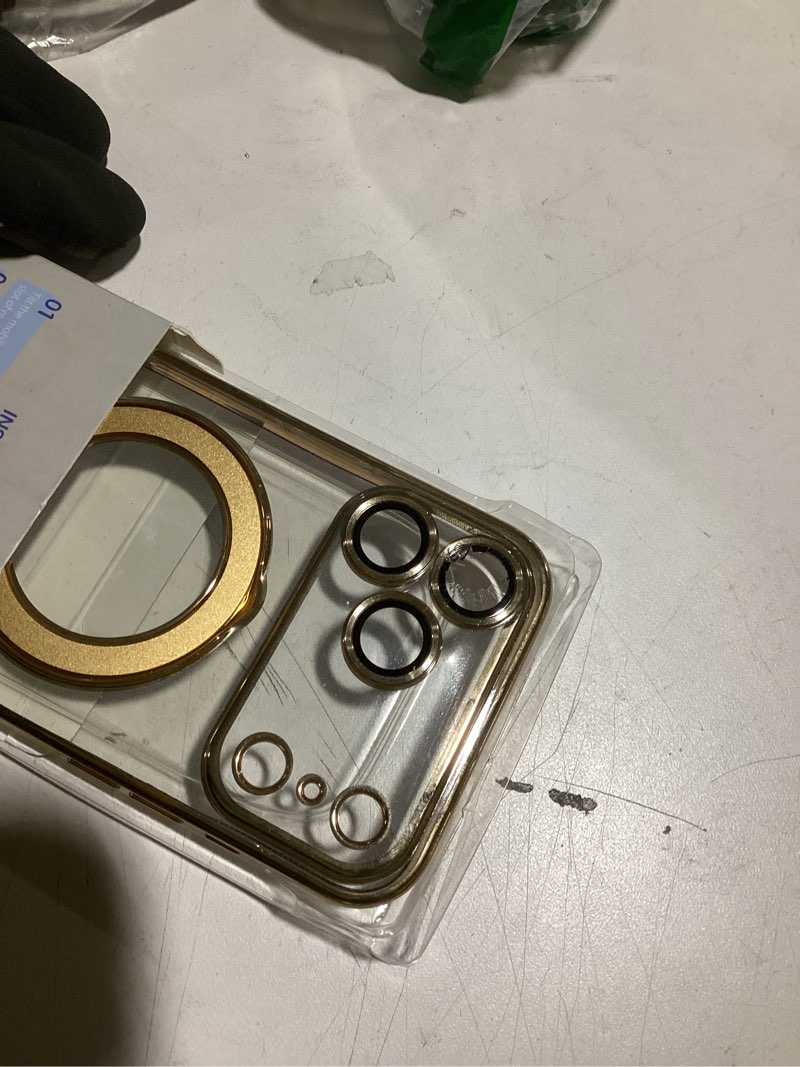Condition photo showing Good Condition for magnetic for iphone 17 pro max case with invisible stand[compatible with magsafe][full camera lens protector][military drop protection] shockproof not yellowing clear slim soft for women men iphone 17 pro max gold