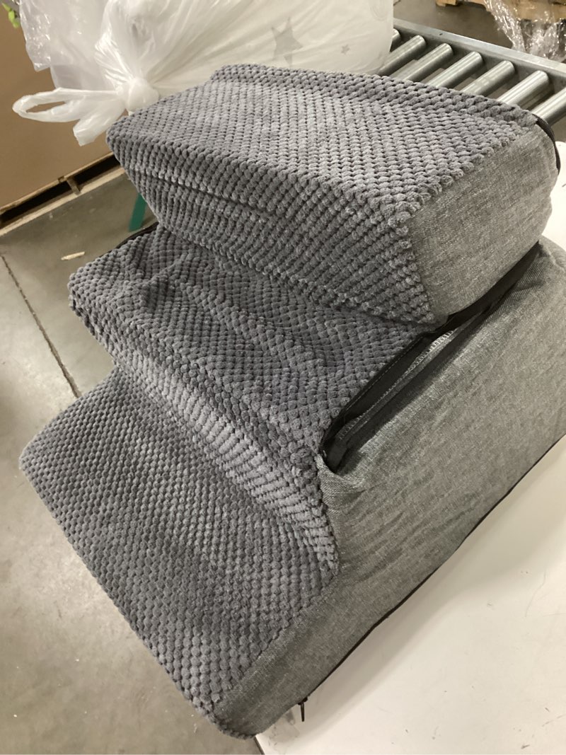 Condition photo showing As Is for (Similar)Dog Stairs for Small Dogs, 2-Steps Dog Ramp for Couch, Pet Stairs with Highly Supportive Foam and Non-Slip Bottom, Pet Steps for Cat & Doggie (High 11.8 Inch) Fleece Grey 2-Step