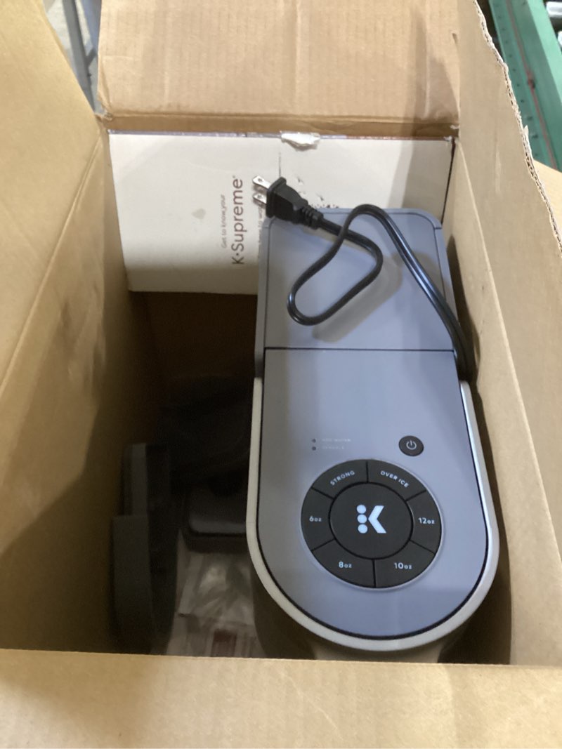 Condition photo showing Good Condition for keurig k-supreme single serve k-cup pod coffee maker, multistream technology, 4 brew sizes, 66oz dual-position removable reservoir, gray gray coffee maker