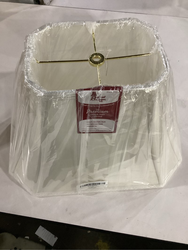 Condition photo showing As Is for missing one lampshade***** royal designs, inc. dso-68-16wh-2 rectangle cut corner bell designer lamp shade, (6.25x8) x (11x16) x 12, white, 2-pack (6.25 x 8) x (11 x 16) x 12 white - 2 pack