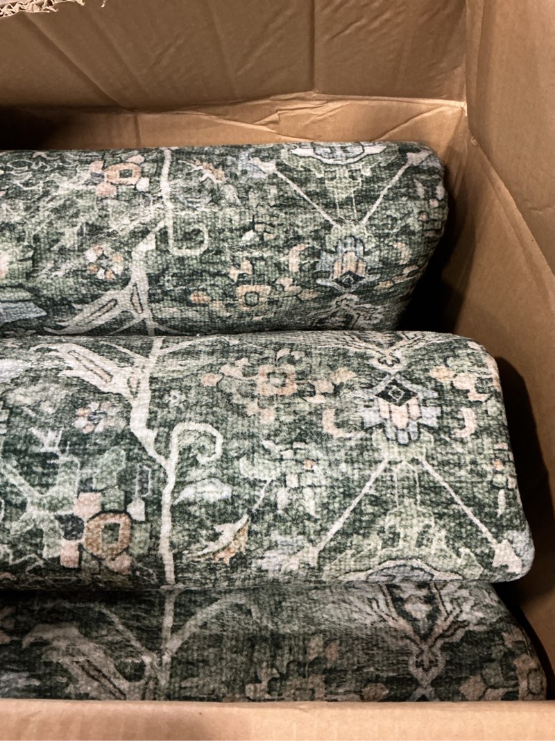 Condition photo showing As Is for lofus 8x10 area rug for living room,green washable large rugs with non-slip backing,soft boho carpets for bedroom dining room home office indoor nursery green 8' x 10' (rectangular)