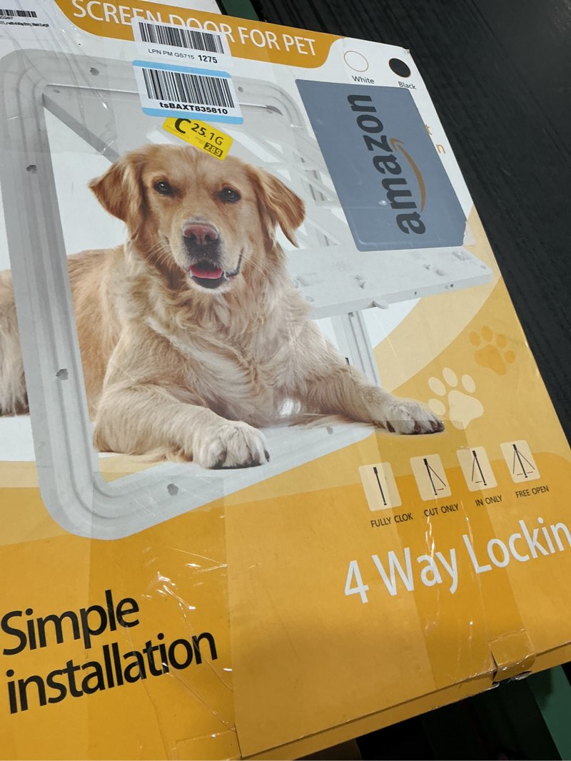 Condition photo showing Good Condition for large pet screen door, 13 x 17 inches, magnetic self-closing dog cat door with 4-way entry, black (l