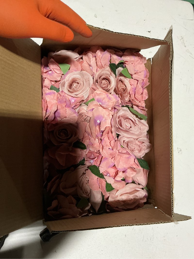Condition photo showing Good Condition for flower table centerpieces - set of 6 floral arrangement artificial wedding hydrangeas floral arrangement with rustic metal vase for bridal tea party event decorations - deep pink deep pink set of 6 floral arrangement