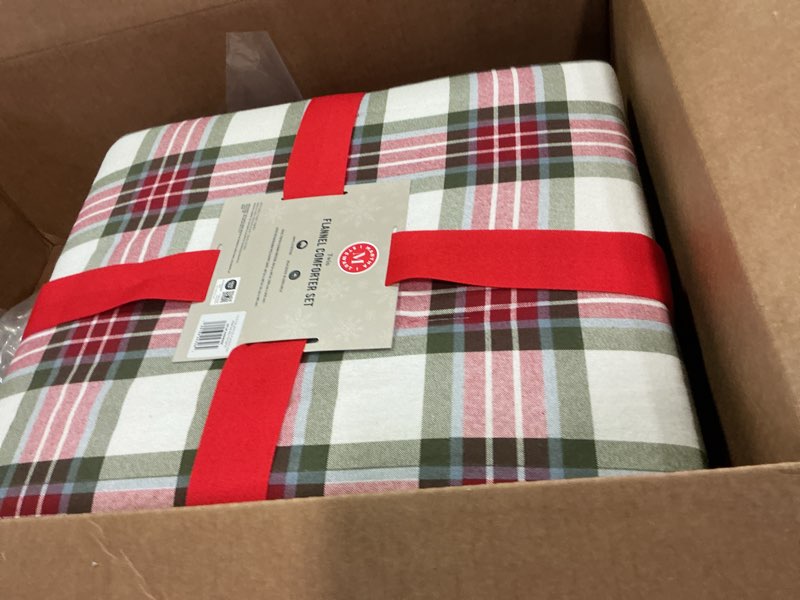 Condition photo showing Good Condition for Martha Stewart - Twin Bedding Comforter Sets, Wonderfully Plush & Naturally Soft Cotton Flannel Bedding w/Matching Pillowcases, 2 Piece Bed Sets (Yuletide Spruce Plaid/Holiday Ribbons Red) Twin Yuletide Spruce Plaid/Holiday Ribbons Red