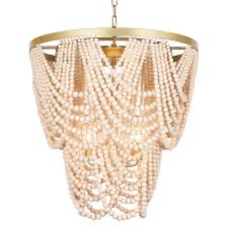 6-Light Bohemia Wood Beaded Chandelier for Dining Room, Coastal Pendant Light for Bedroom, Modern Fa