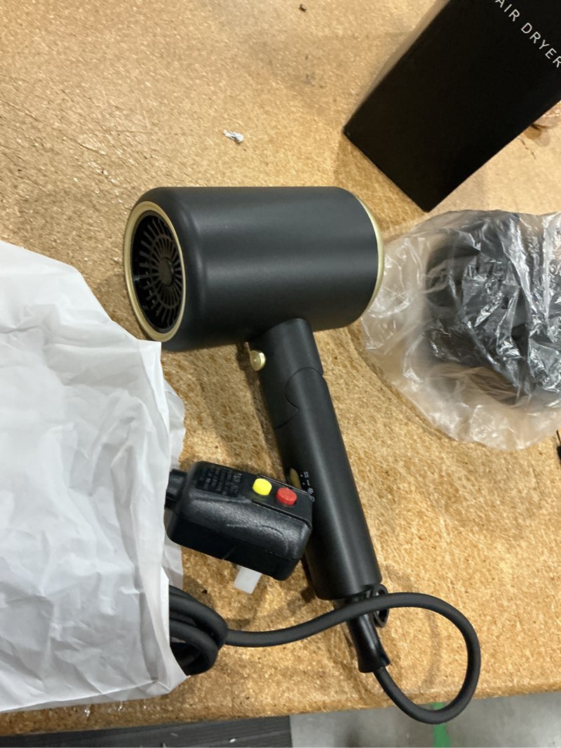 Condition photo showing Good Condition for hair dryer, 150000rpm ionic blow dryer - foldable travel hair dryer with nozzle, lightweight low noise fast drying hairdryer for women men, portable mini hair dryer - black