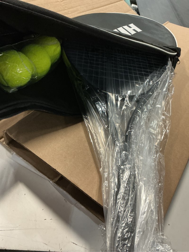 Condition photo showing Good Condition for hiraliy tennis rackets 2 pack for adults beginners - 27 inch lightweight aluminum tennis racquet set with 3 balls & carry bag - vibration dampening & large sweet spot for men women couples black