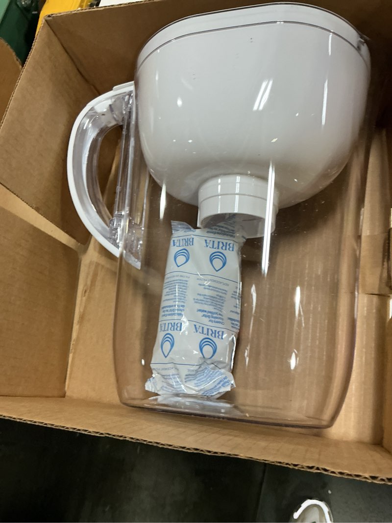 Condition photo showing As Is for brita large water filter pitcher for tap and drinking water with smartlight change indicator, includes 1 standard filter, bpa-free, lasts 2 months, 10-cup capacity, bright white original smarlight white