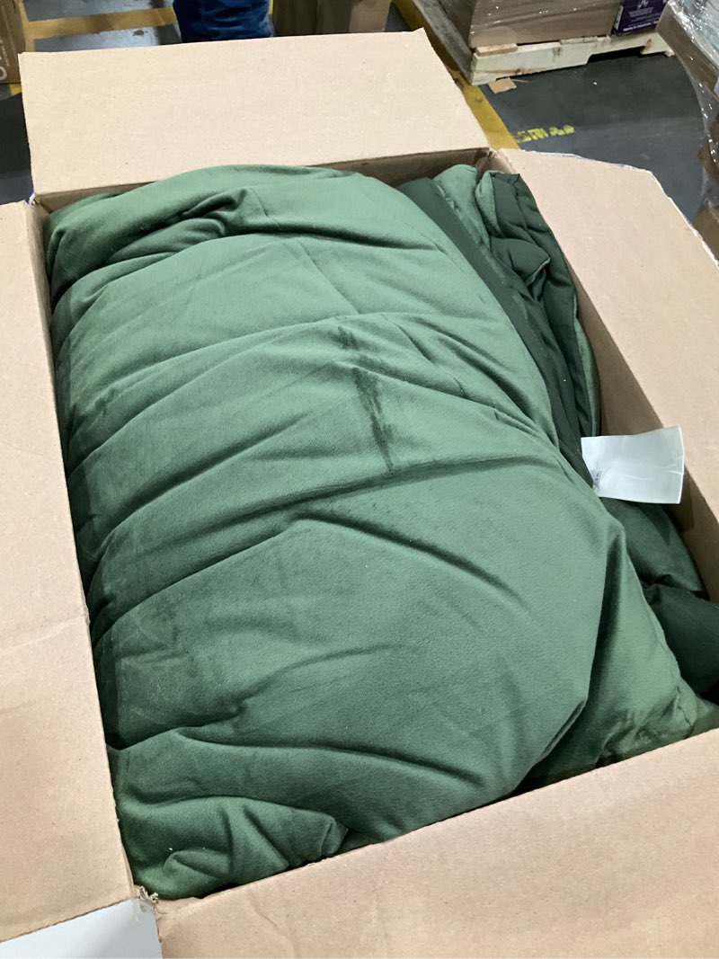 Condition photo showing As Is for Luxlovery Army Green Velvet Comforter Set Queen Dark Green Flannel Bedding Comforter Blackish Green Minimalist Bedding Set Thick Soft Breathable Blanket Quilts Modern Winter Comforter for Women Men 2-velvet Army Green Queen