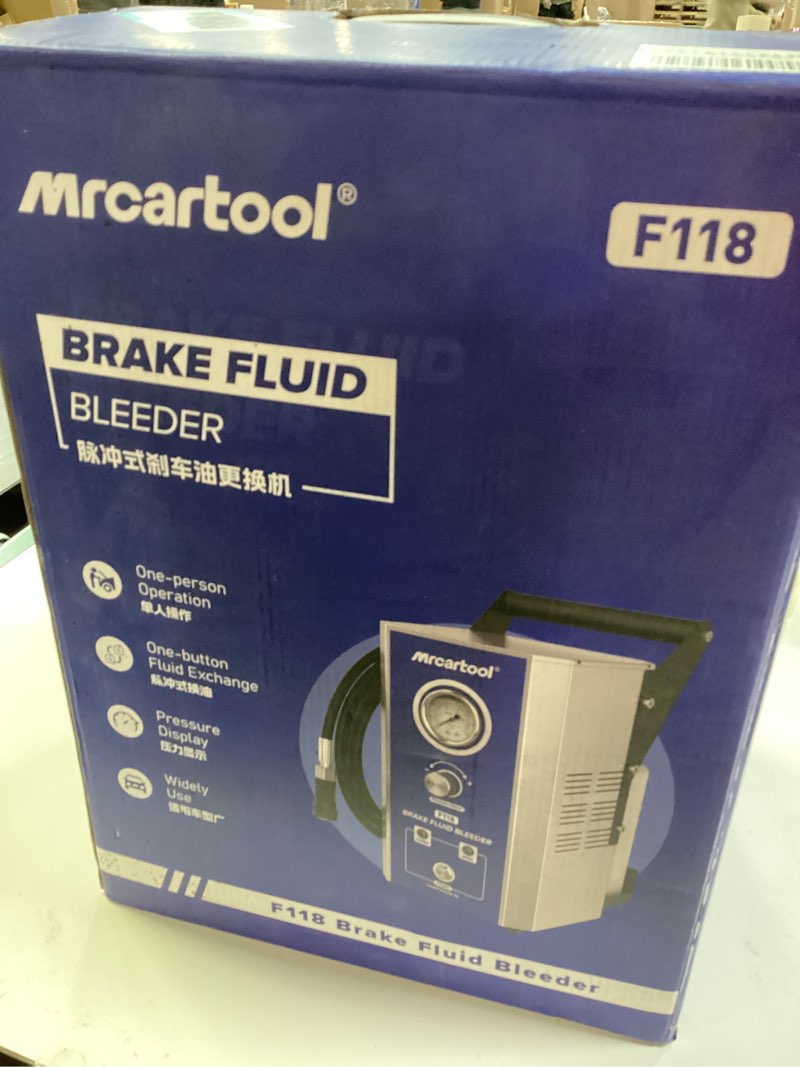 Condition photo showing New/Like New for MR CARTOOL F118 Electric Brake Bleeder Kit, 110V Automotive Brake Fluid Oil Exchanger Machine with 7 Master Cylinder Adapters for All Vehicles
