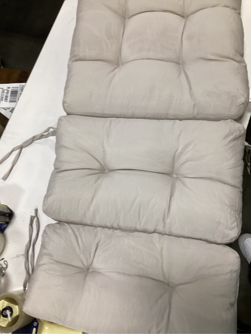 Condition photo showing As Is for single deep cushion seat tan