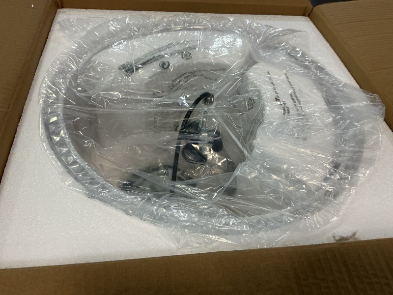 Condition photo showing New/Like New for VONLUCE Semi-Flush Mount Ceiling Light, 15.7" Modern 3-Light Ceiling Light Fixture with White Pleated Drum Shade 3 E26 Sockets for Bedroom Entryway Living Room, Bronze Finish, ETL Certificated Bronze 15.7"