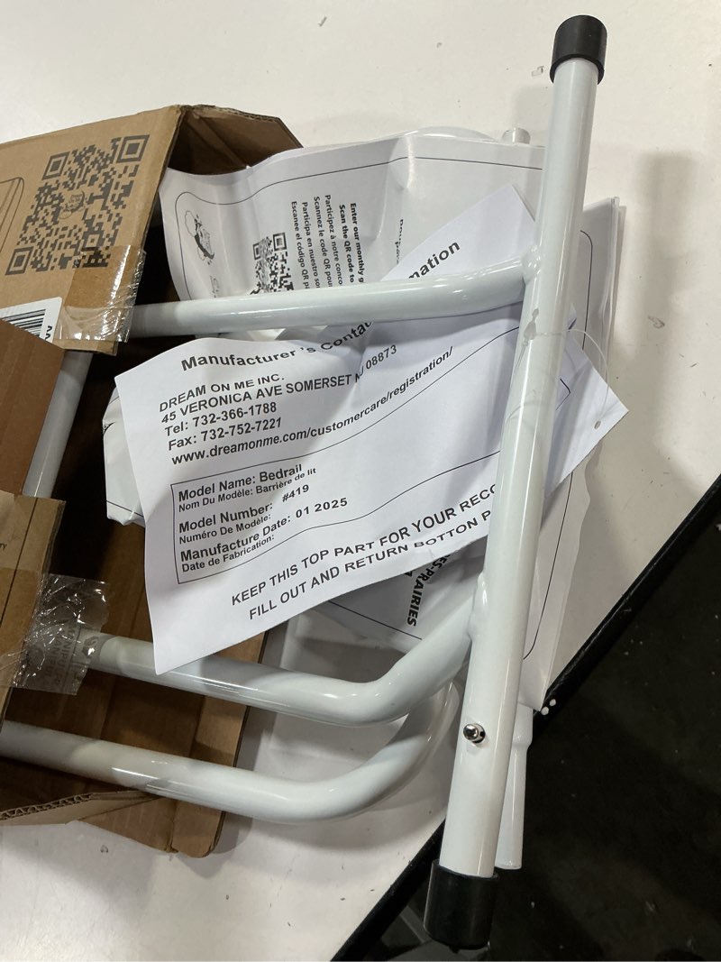 Condition photo showing As Is for Dream On Me Lightweight Mesh Security Adjustable Bed Rail for Toddler, Breathable Mesh Fabric, Suitable for All Types of Beds, Reinforced Anchor System Bed Guard Rail, Grey