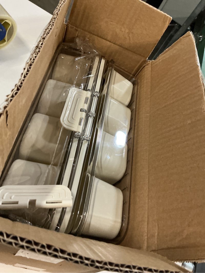 Condition photo showing Good Condition for wacoi divided snack serving tray with lid and handle travel snackle charcuterie container portable storage organizer for candy, fruits, nuts, snacks, party, picnic 2 packs white white 2 packs-8 compartments