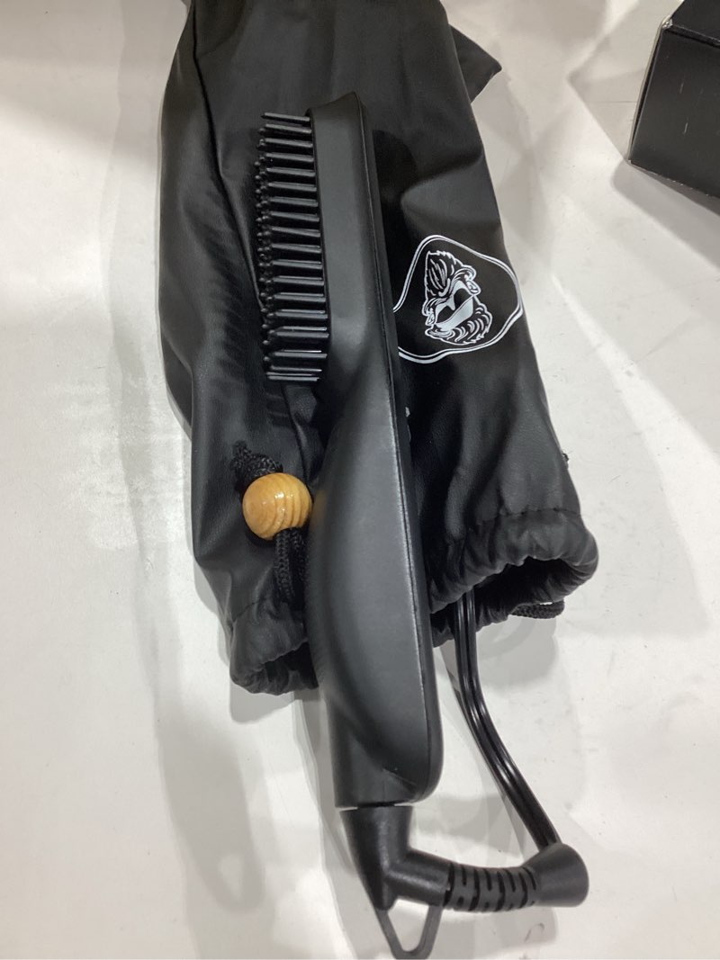Condition photo showing Good Condition for heated ionic hair straightening brush for men - 5 temperature settings, anti-scald, beard shaper & travel bag black