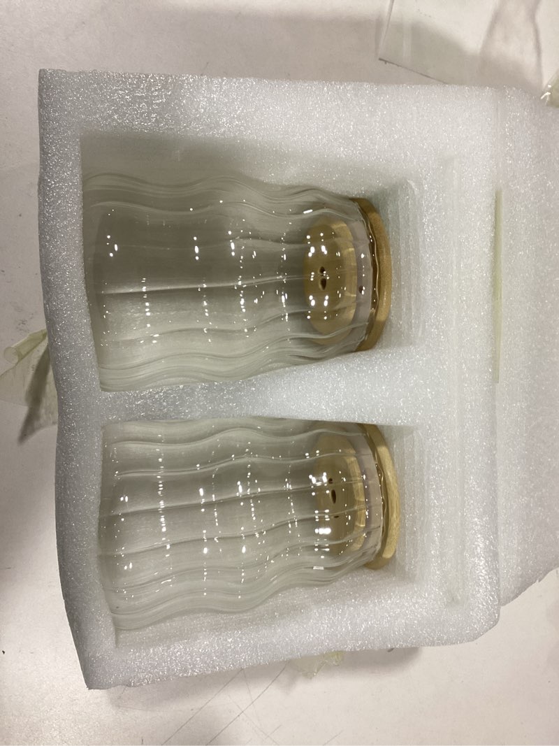 Condition photo showing Good Condition for Domensi 2 Pcs 18 oz Creative Glass Cups with Lids and Straws Wave Shape Cute Drinking Tumblers Ribbed Cups Vintage Ripple Glassware for Cocktail Juice Iced Coffee Tea Soda Milk