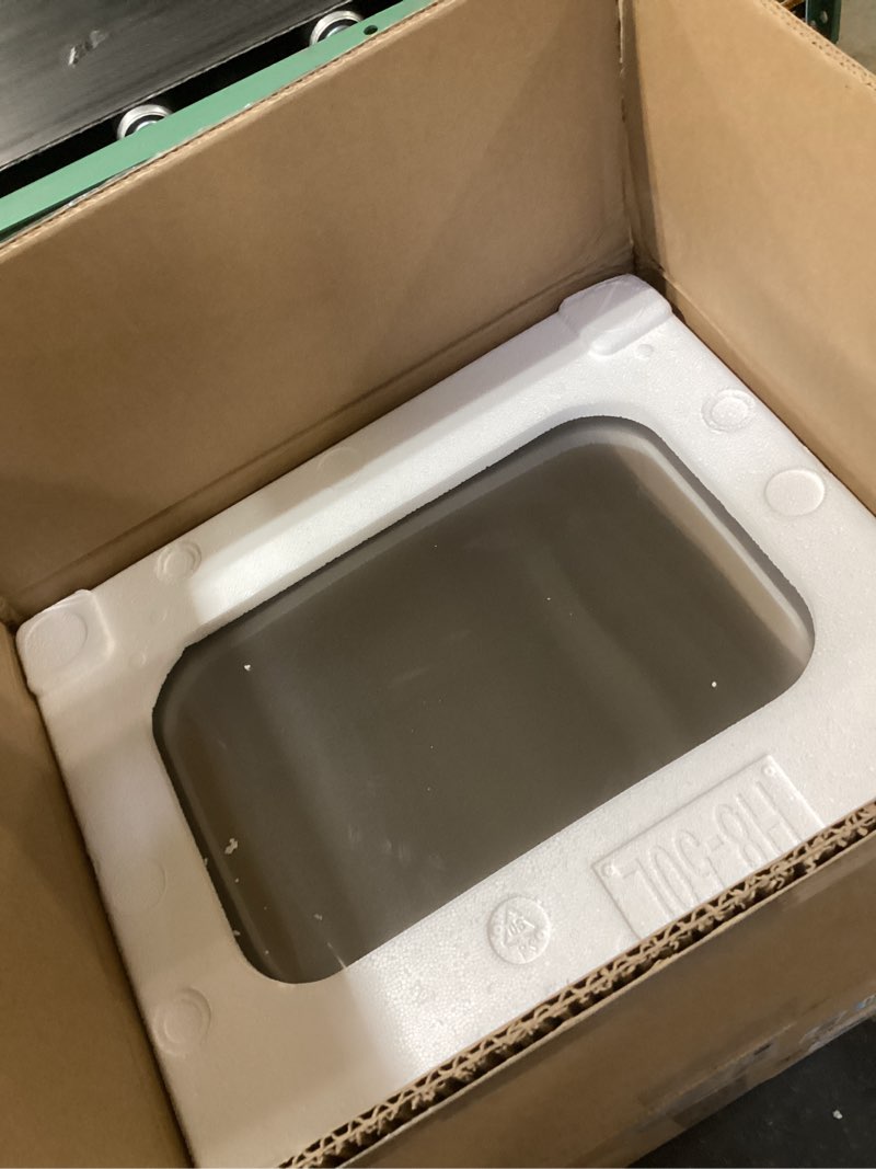 Condition photo showing As Is for amazon basics smudge resistant rectangular trash can with soft-close foot pedal, brushed stainless steel, 50l/13.2 gal, 16.7x14.7x25.9 in, satin nickel finish satin nickel big, 50l/13.2 gal
