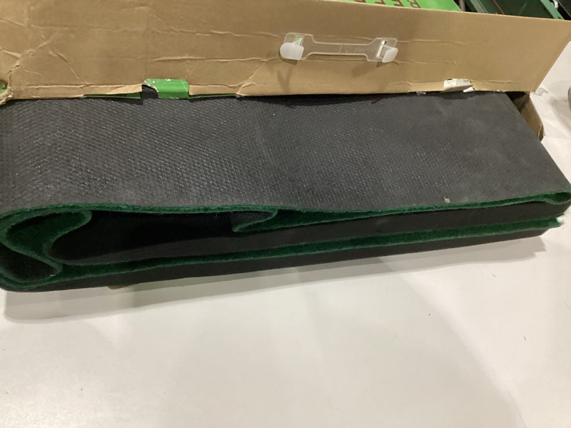 Condition photo showing As Is for golf pong mat game set green mat,golf putting mat with 2 putters, 6 golf balls,12 golf hole covers for indoor&outdoor short game office party backyard use