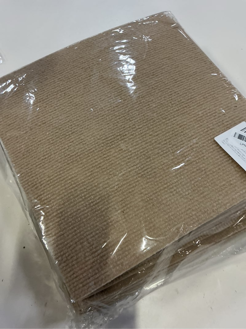 Condition photo showing New/Like New for 12" x 12" self-adhesive carpet tiles, economical temporary flooring for rental apartments, garage, basement & workshop - easy peel & stick installation, basic floor protection & cover (15, camel) camel 15