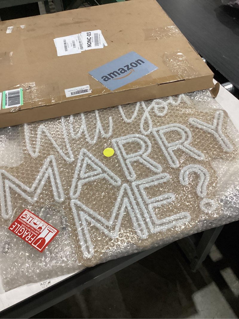 Condition photo showing Good Condition for Large Will You Marry Me? Neon Sign Custom Wedding Neon Sign for Marriage Proposal Home Wall Decor Wedding Party wedding Backdrop Decor Personalized Gift Neon Lights Event Decorate. Size:23X17.5inches-Warm white 23X17.5inches Will You Marry Me?