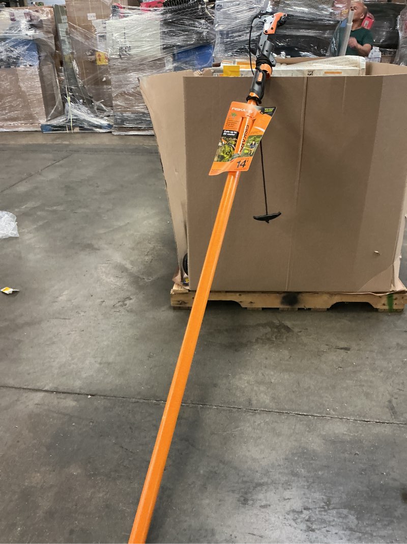 Condition photo showing As Is for fiskars powerlever 1-1/8 in. cut capacity steel saw blade 15 in. fiberglass pole 14 ft. tree pruner