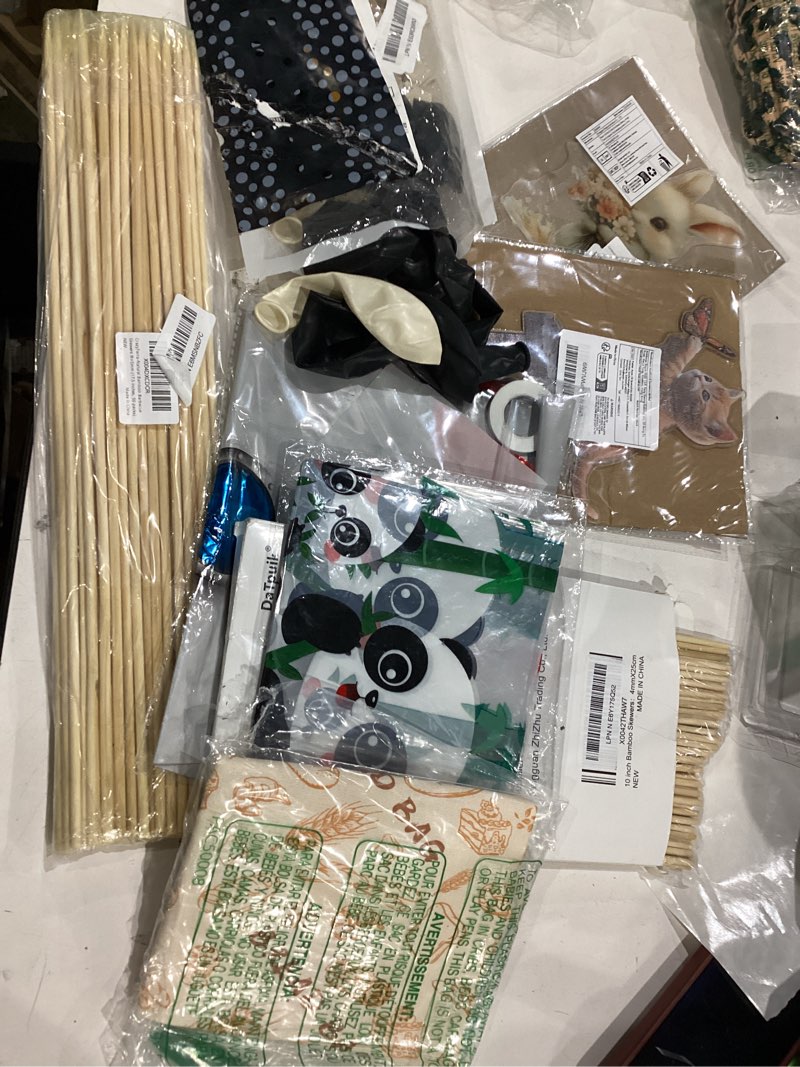 Condition photo showing As Is for assorted celebration/decoration supplies (may include a variety of styles, colors, and themes)