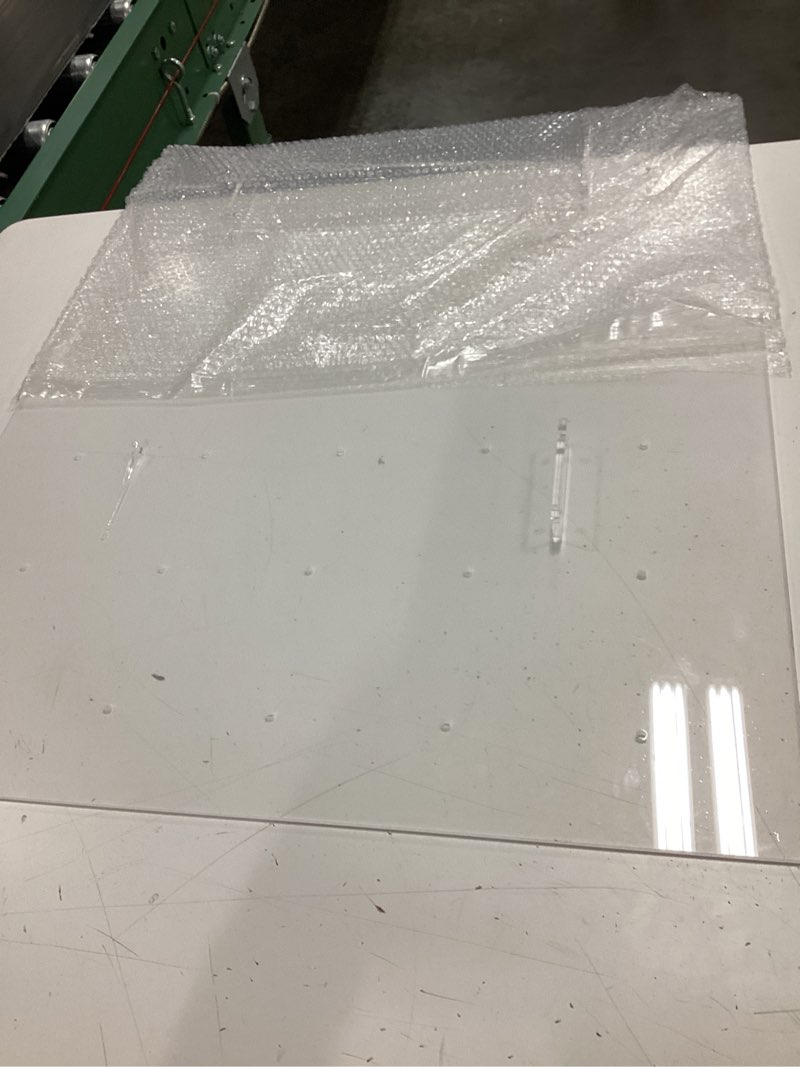 Condition photo showing As Is for guard board and self-standing desktop panel 22x23 acrylic protective shield for office countertop barrier and desk divider