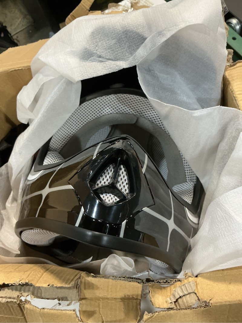 Condition photo showing New/Like New for tcmt youth dirt bike helmet dot certified - kids full face motocross atv helmet with goggles, gloves and helmet bag for off-road, bmx, mx, street riding pattern:black spider youth medium