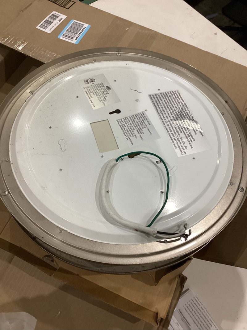 Condition photo showing Good Condition for 16inch flush mount led ceiling light fixtures, 5cct adjustable 2700k 3000k 4000k 5000k 6500k, dimmable close to ceiling light for kitchen, bathroom, kitchen, bedroom, brushed nickel, 1 pack nickel 16inch (1 pack)