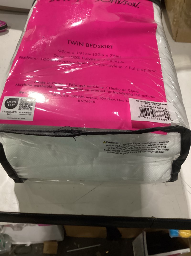 Condition photo showing Good Condition for betsey johnson - twin bedskirt, 3-tier ruffle sttyle with 15” drop, easy to pair with matching bedding sets (solid white) twin solid white