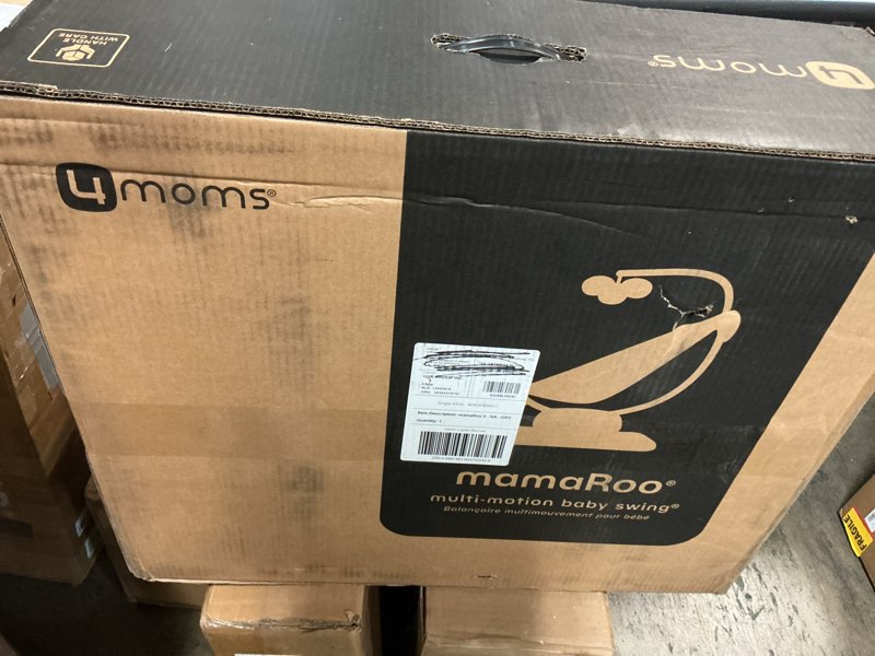 Condition photo showing New/Like New for 4moms mamaroo multi-motion baby swing, bluetooth enabled with 5 unique motions, grey