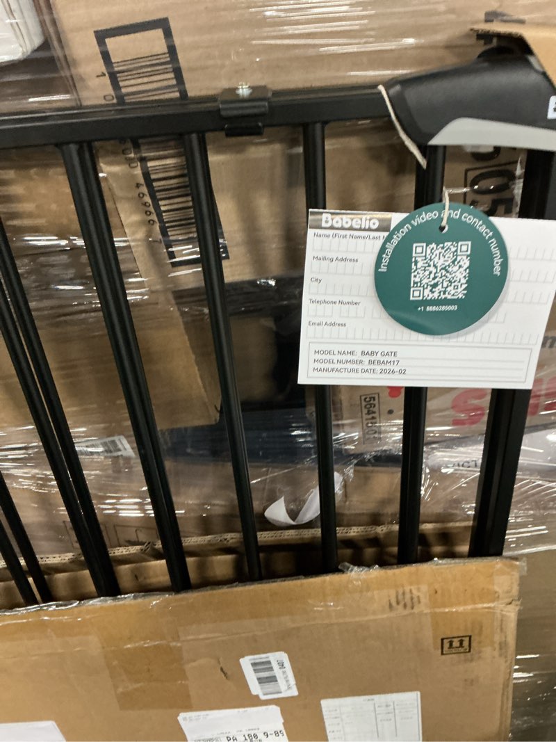 Condition photo showing New/Like New for babelio baby gate for stairs, kitchen & doorways, no bottom bar| one-handed operation| auto-close| hardware mount (drill needed) safety dog/pet gate (black - b17, 26-43" w, 28" h) black - b17 28" h, 26-43" w-standard