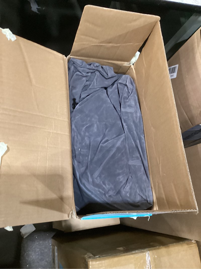 Condition photo showing As Is for intex inflatable pull-out sofa: velvety surface, 2-in-1 valve, cupholder, 46" x 88" x 26" - blow-up couch and folding queen size air mattress bed
