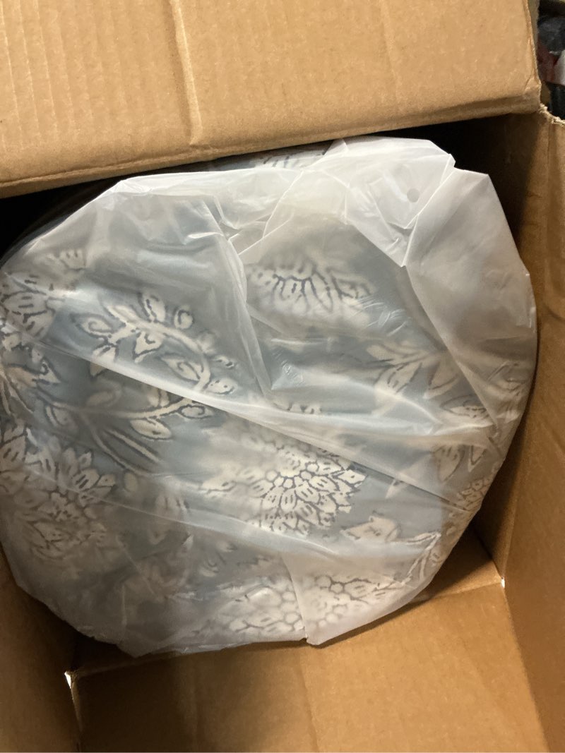 Condition photo showing Good Condition for levtex home adare blue reversible king/cal king comforter set (106x94in) with 2 pillowcases (36x20in) - floral bedding - blue and white - 100% cotton king size comforter set - soft, pre-washed comforter - king/cal king blue