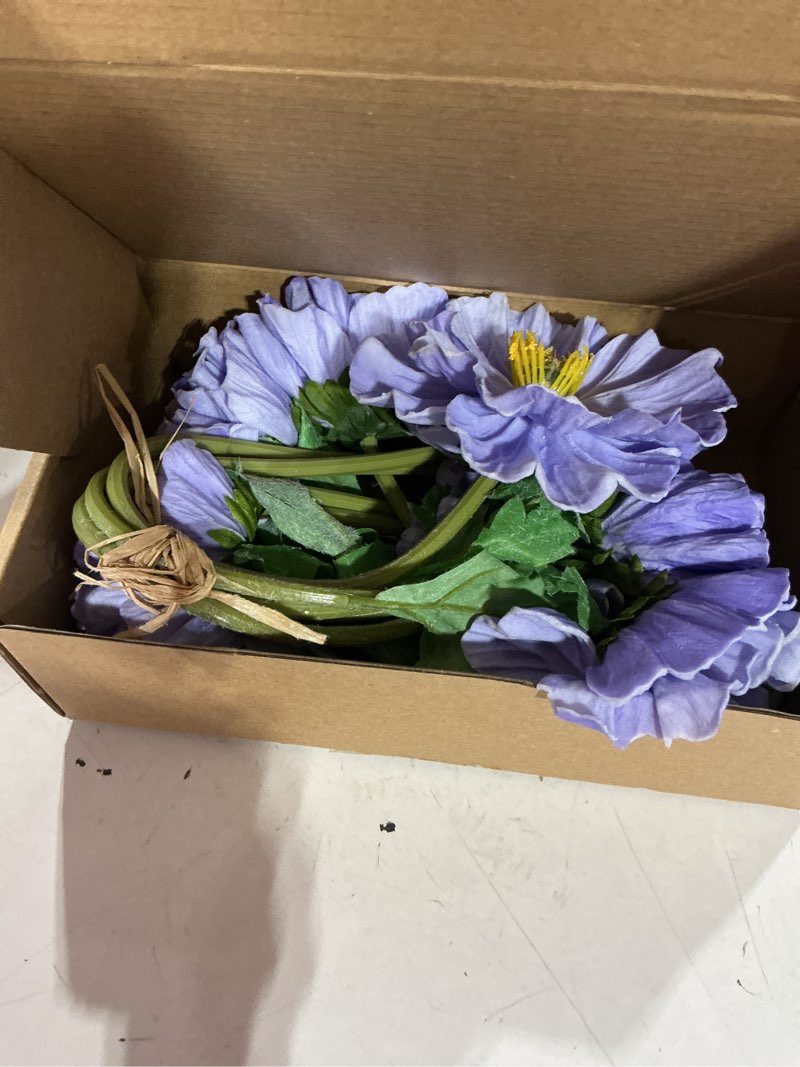 Condition photo showing Good Condition for poppy flowers artificial 2 bouquets blue poppy faux flowers 10pcs real touch fake poppies stems for wedding party office home decor(lilac)