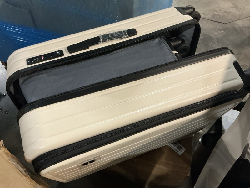 Condition photo showing As Is for luggage sets 2 piece top opening pc hardside suitcase with spinner wheel tsa luggage(white) white#