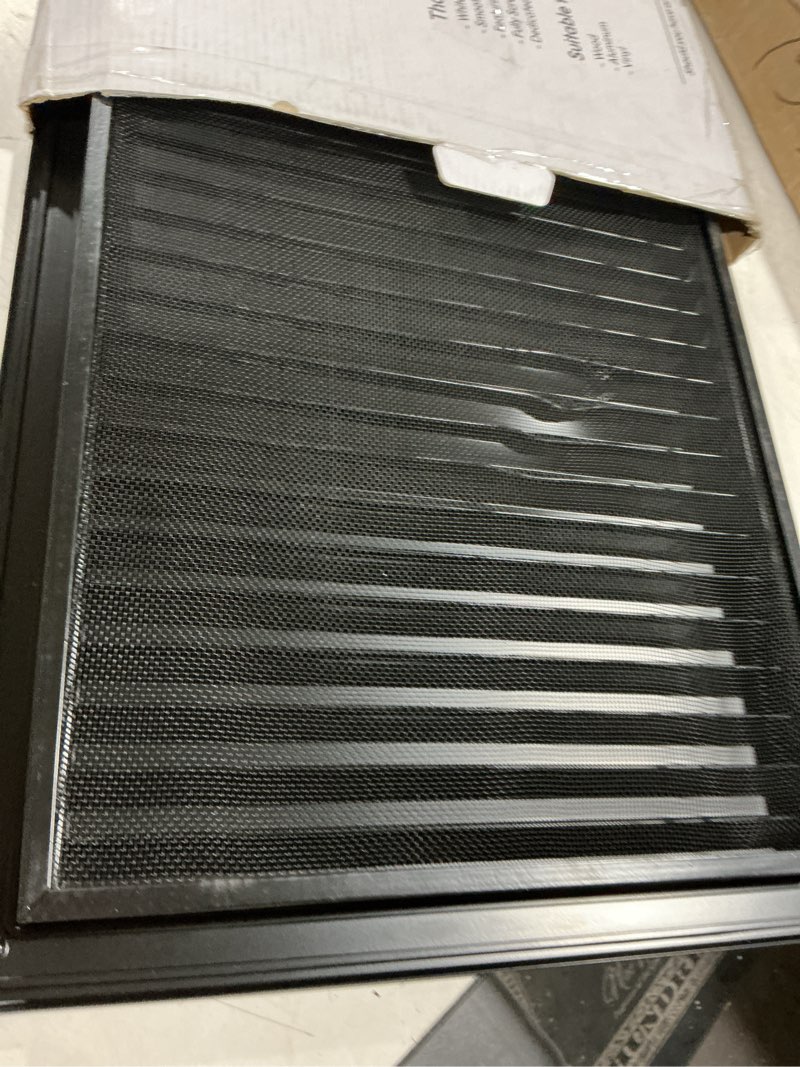 Condition photo showing Good Condition for 14" x 20" aluminum alloy gable vent - never rust, heat dissipation & condensation prevention, ideal for shed, attic, wall, door & shipping container - vent opening: 12" x 18" 12" x 18" vent opening black